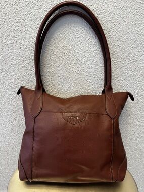 Lodis Leather Cognac Travel Tote Carry On Luggage Sleeve Shoulder Bag
